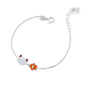 Bracciale Prime Gioie Amicizia Gatto e Impronta in Oro Bianco Le Bebè