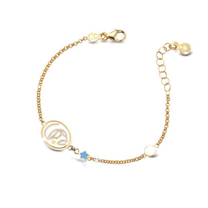 Bracciale Prime Gioie Proteggimi Madonnina Stella Celeste Oro Giallo Le Bebè