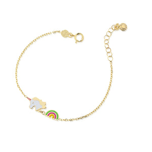 Bracciale Prime Gioie Toys Unicorno e Arcobaleno in Oro Giallo Le Bebè