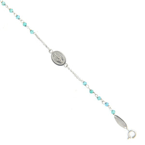 Bracciale Rosario in Oro Bianco con Radici di Smeraldo
