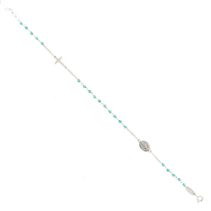 Bracciale Rosario in Oro Bianco con Radici di Smeraldo
