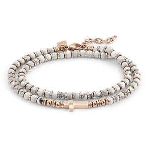 Bracciale  Unisex Acciaio Rose Doppio Giro Instinct Agata Bianca Venata Nomination