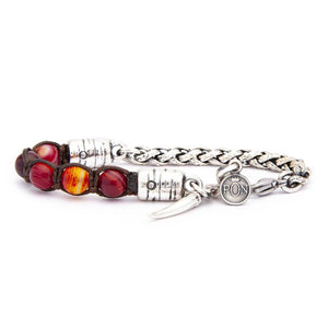 Bracciale Unisex Agata Rosso Striato e catena Portonovo