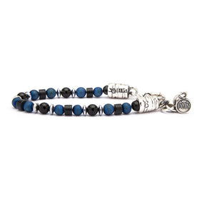 Bracciale Unisex Mono Giro Classic Agata Satinata Blu Dischetto Onice Portonovo
