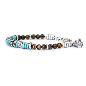 Bracciale Unisex Mono Giro Tribe Turchese Vintage Occhio di Tigre Portonovo