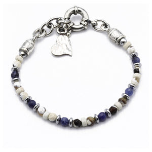 Bracciale Unisex Monogiro Agata Bianca e Lapis Portonovo