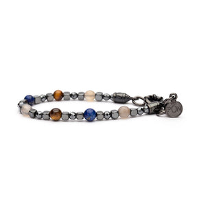 Bracciale Unisex Monogiro Ematite Antracite Occhio di Tigre Lapis Perla Portonovo