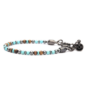 Bracciale Unisex Monogiro Turchese Occhio di Tigre Ematite Portonovo