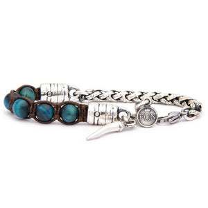 Bracciale Unisex Occhio di Tigre Petrolio e catena Portonovo
