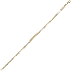 Bracciale Unisex Targhetta Oro Giallo e Bianco