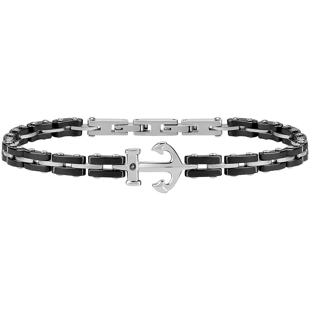 Bracciale Uomo Acciaio Ceramic Ancora Nero Morellato