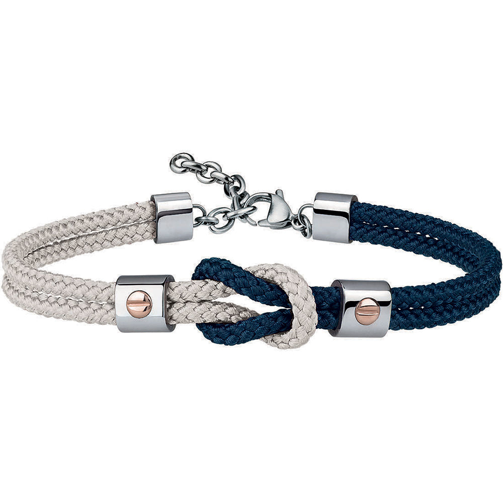 Bracciale Uomo Acciaio Corda Blu e Bianca 9K Breil 
