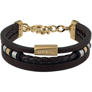 Bracciale Uomo Acciaio Gold in Pelle Outer Breil