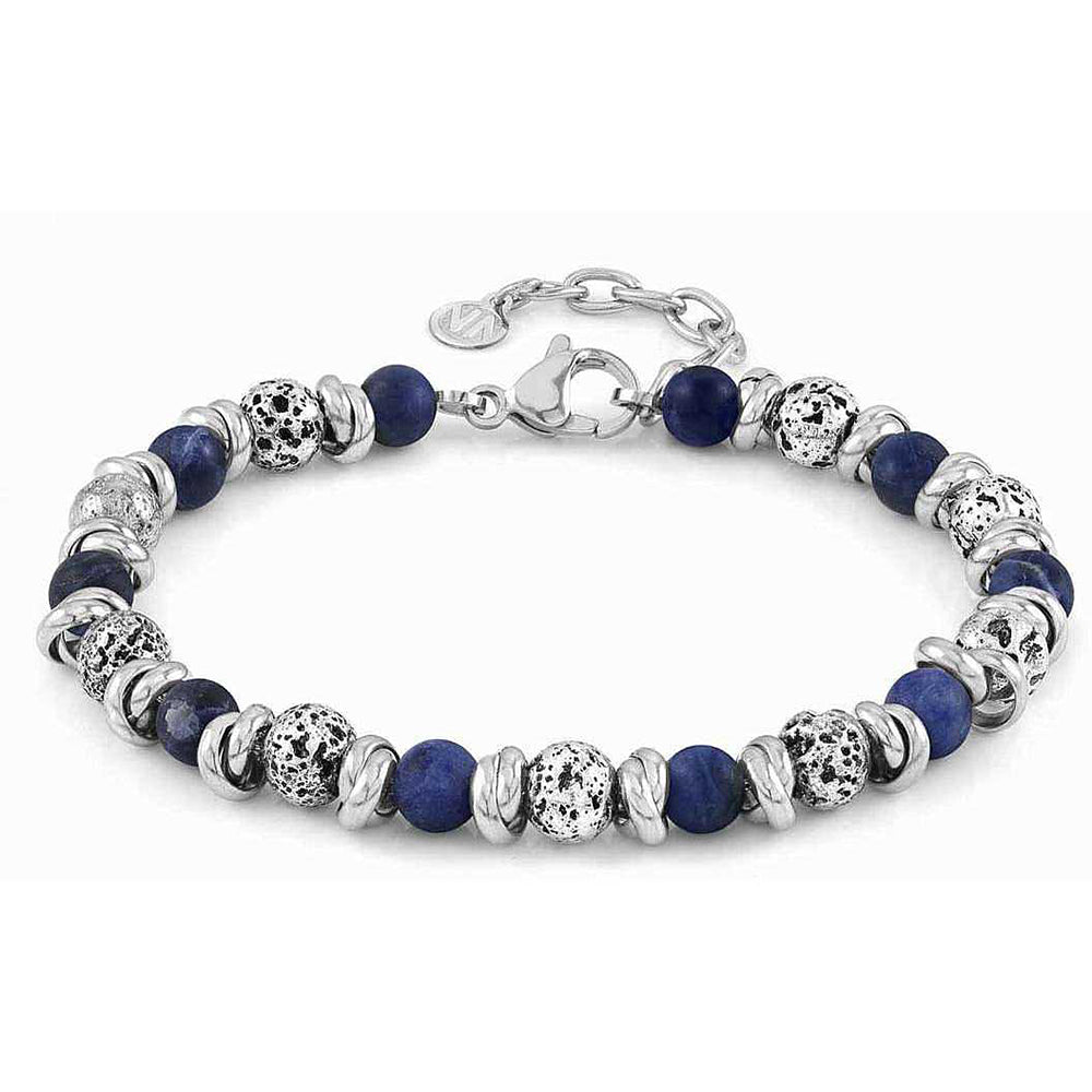Bracciale Uomo Acciaio Instinct Vulcano Lava e Pietre Sodalite Nomination