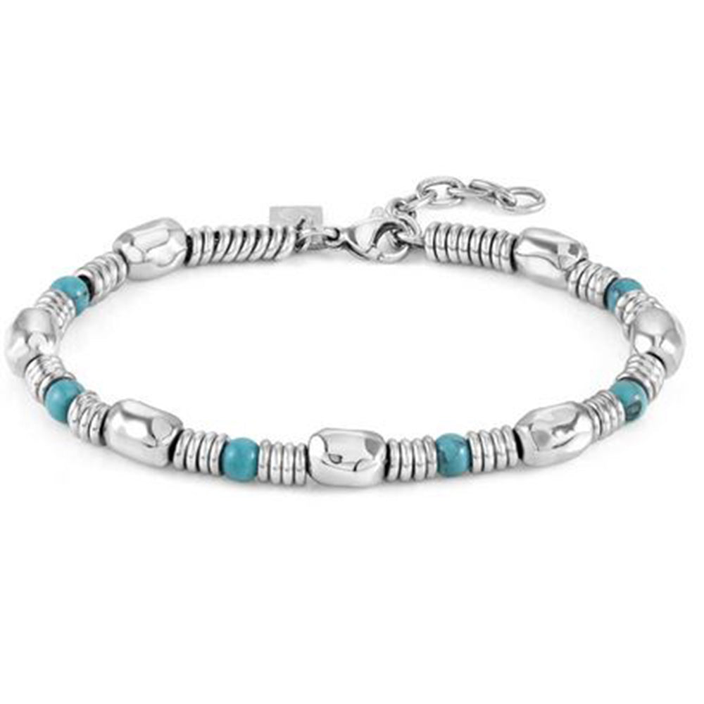 Bracciale Uomo Acciaio Instinct ed Stones Pietre Grande Turchese Venato Nomination