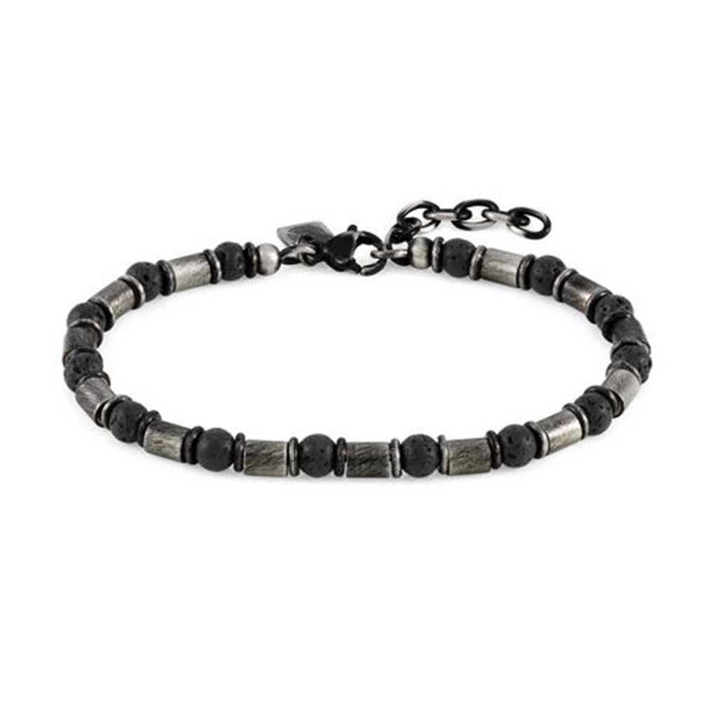 Bracciale Uomo Acciaio Instinct ed Stones Pietre Vintage Pietra Lavica Nomination