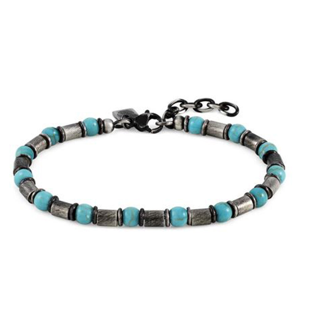 Bracciale Uomo Acciaio Instinct ed Stones Pietre Vintage Turchese Venato Nomination