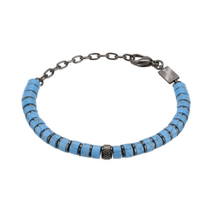 Bracciale Uomo Acciaio Ip Black e Turchese B Fence Breil