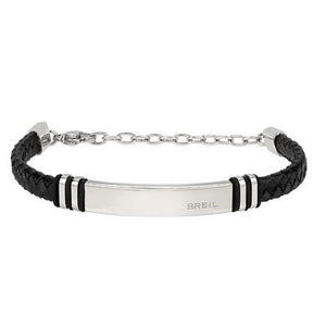 Bracciale Uomo Acciaio Leather Twine Nero Breil