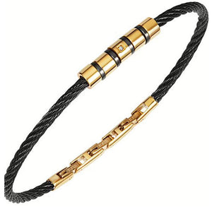 Bracciale Uomo Acciaio Loop 1 Filo Gold Nero Breil