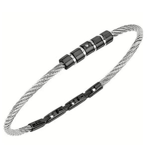 Bracciale Uomo Acciaio Loop 1 Filo Nero Silver Breil