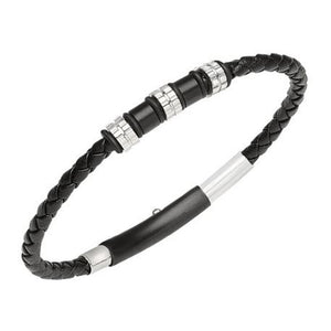 Bracciale Uomo Acciaio Pvd Nero Wanderlust Pelle Nero Breil