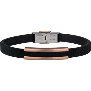 Bracciale Uomo Acciaio Rose Pelle Nero Snap Breil