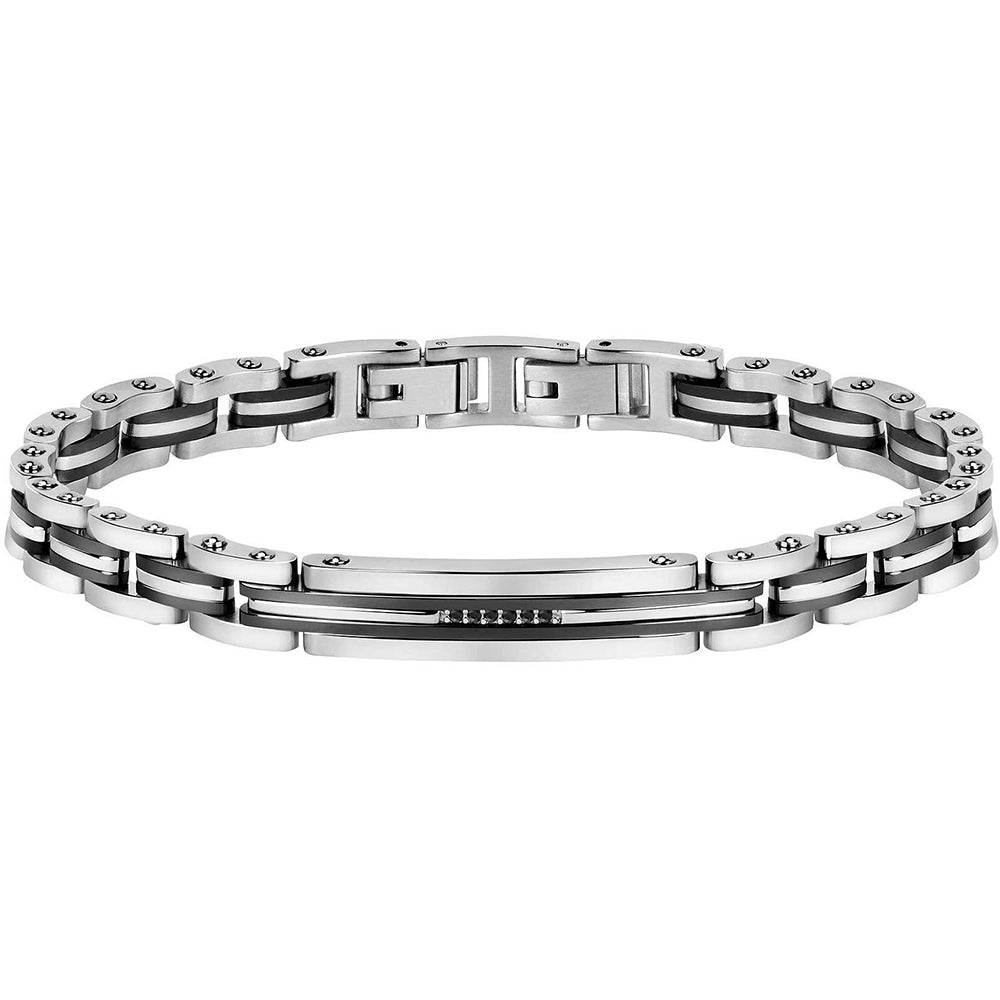 Bracciale Uomo Acciaio Silver e Nero Motown Morellato