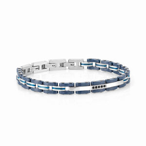 Bracciale Uomo Acciaio Strong pvd Blu Cubic Zirconia Nomination