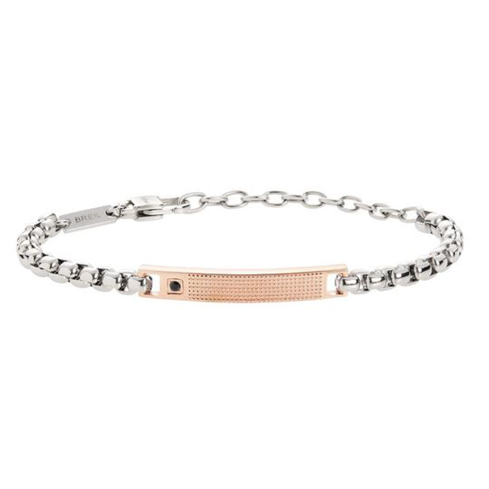 Bracciale Uomo Acciaio Tag And Cross Silver Rose Breil