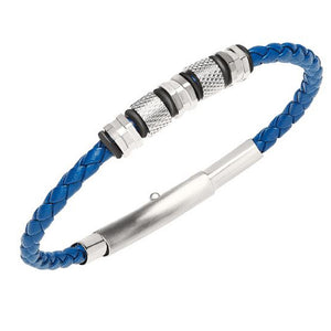 Bracciale Uomo Acciaio Wanderlust Pelle Blu Breil