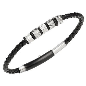 Bracciale Uomo Acciaio Wanderlust Pelle Nero Breil