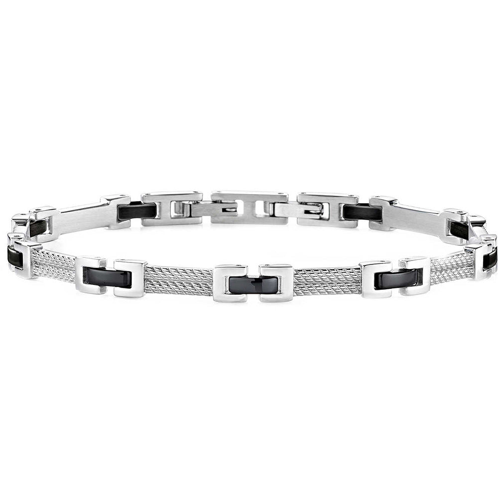 Bracciale Uomo Acciaio dettagli Neri Cross Morellato