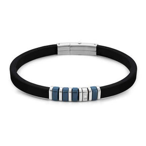 Bracciale Uomo Acciaio e Caucciu Blu City Nomination