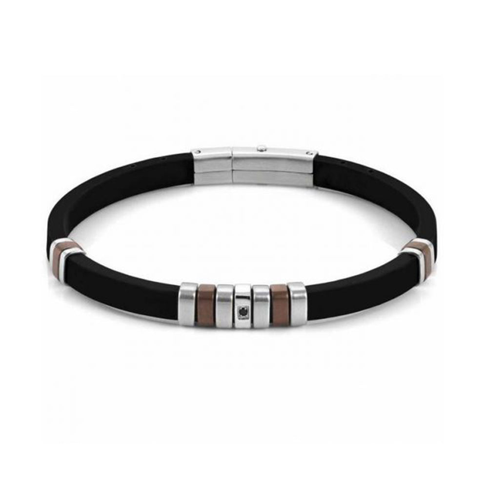 Bracciale Uomo Acciaio e Caucciu Choccolate City Nomination