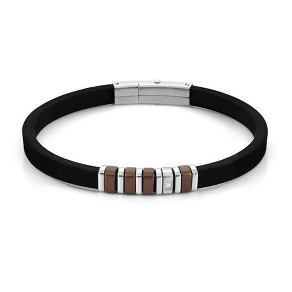 Bracciale Uomo Acciaio e Caucciu Chocolate City Nomination