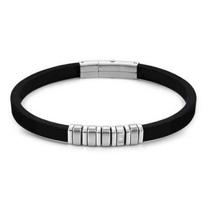 Bracciale Uomo Acciaio e Caucciu Nero City Nomination