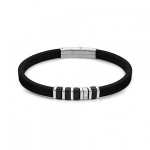 Bracciale Uomo Acciaio e Caucciu Nero City Nomination