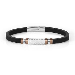 Bracciale Uomo Acciaio e Caucciu Nero Pvd Chocolate City Nomination