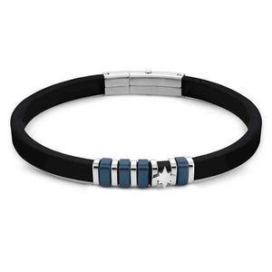 Bracciale Uomo Acciaio e Caucciu Rosa dei Venti City Nomination