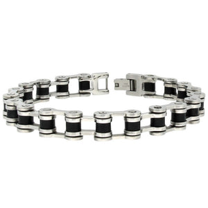 Bracciale Uomo Acciaio e Gomma Nera H2394_0005 - Zoppini    