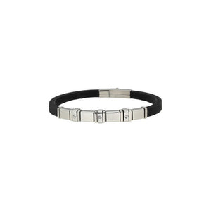 Bracciale Uomo Acciaio e Gomma Nero con Zirconi Zoppini 