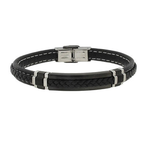 Bracciale Uomo Acciaio e Pelle Nero Zoppini 