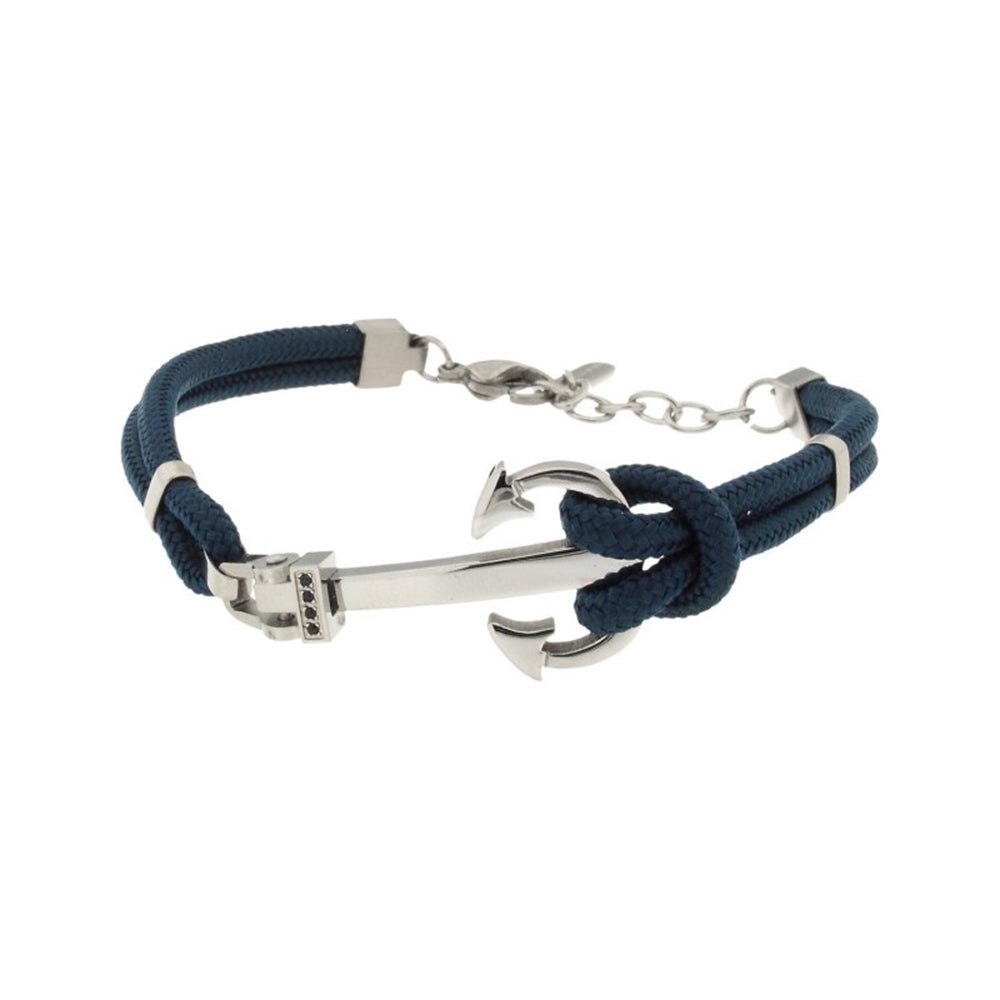 Bracciale Uomo Ancora Cordino Nautico Blu Zoppini