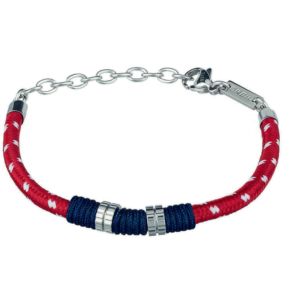 Bracciale Uomo Bolt in Corda Blu Rosso e Bianco Breil
