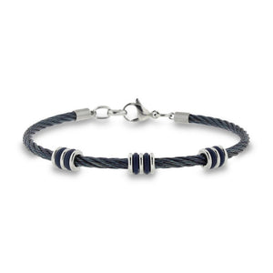 Bracciale Uomo Cavetto in Acciaio Blu L1232_0002 - Zoppini   