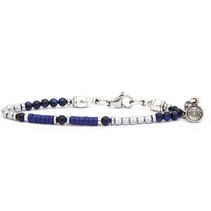 Bracciale Uomo Discetto Blu Pietre Occhio di Tigre Blu Portonovo