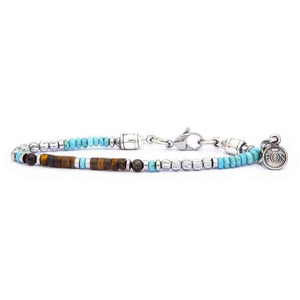 Bracciale Uomo Discetto Occhio di Tigre Dischetto Turchese Portonovo