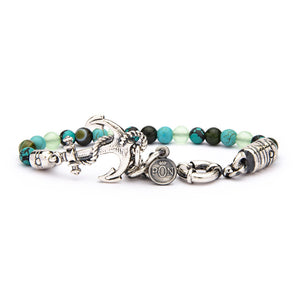 Bracciale Uomo Mono Giro Ancora Onice Verde Maculato Verde Acqua Portonovo