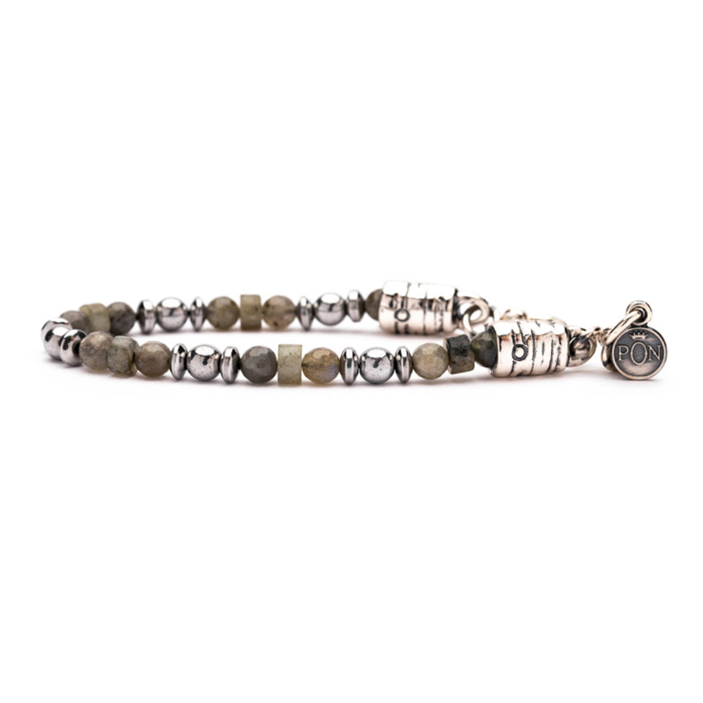Bracciale Uomo Mono Giro Classic Labradorite Ematite Argento Portonovo